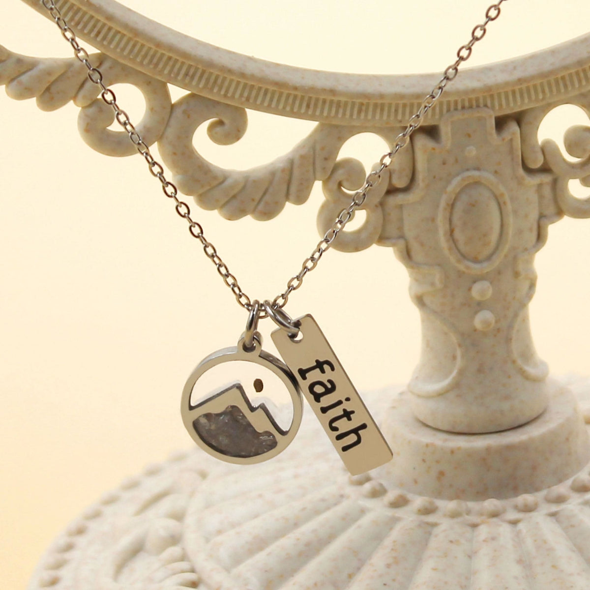 Faith Tag & Mustard Seed Mountain Necklace