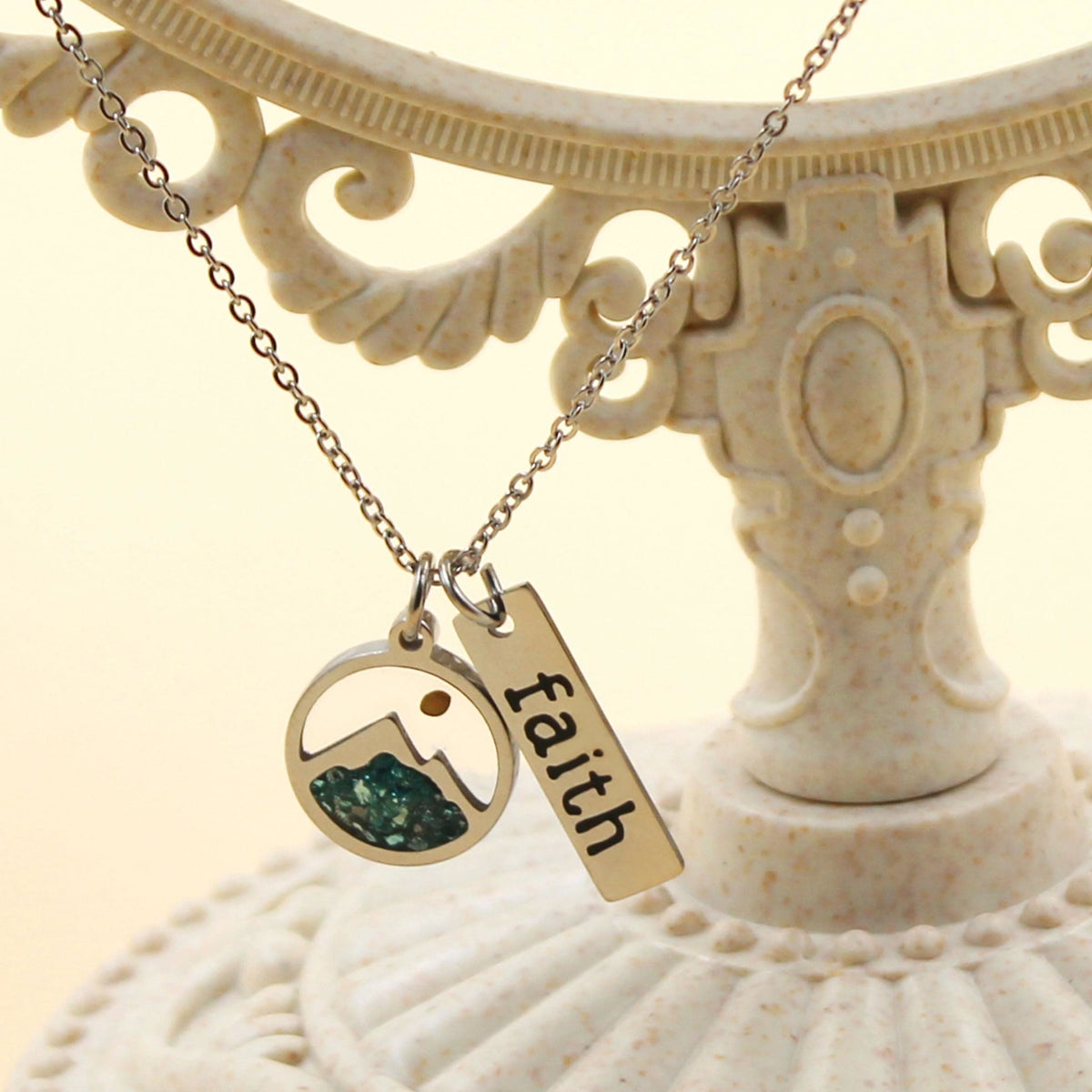 Faith Tag & Mustard Seed Mountain Necklace