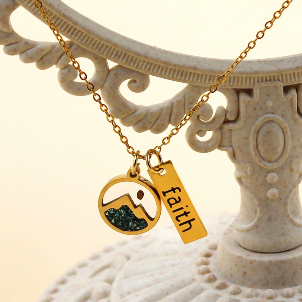 Faith Tag & Mustard Seed Mountain Necklace