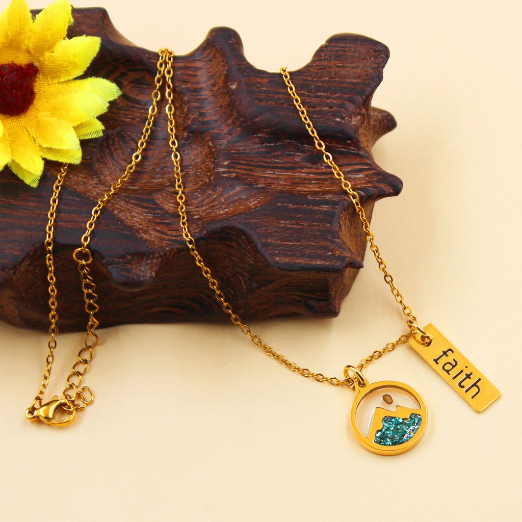Faith Tag & Mustard Seed Mountain Necklace