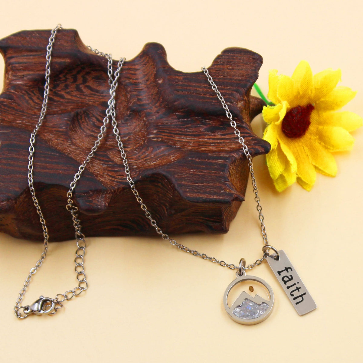 Faith Tag & Mustard Seed Mountain Necklace