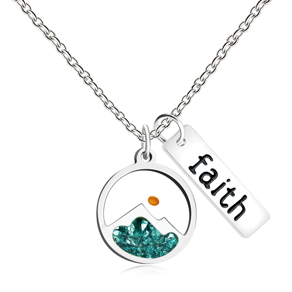 Faith Tag & Mustard Seed Mountain Necklace