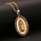Three-Style Our Lady Zircon Pendant Necklace