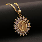 Three-Style Our Lady Zircon Pendant Necklace