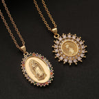 Three-Style Our Lady Zircon Pendant Necklace