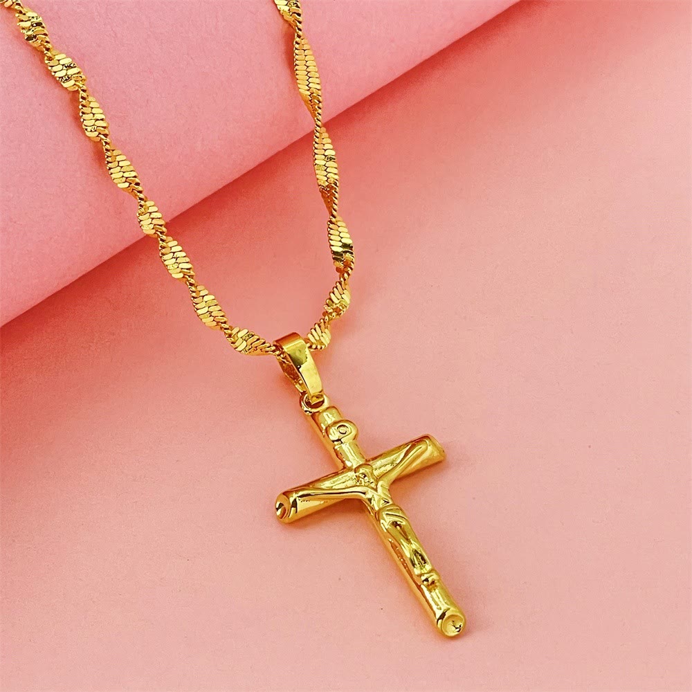 Golden-Tone Crucifix Cross Necklace