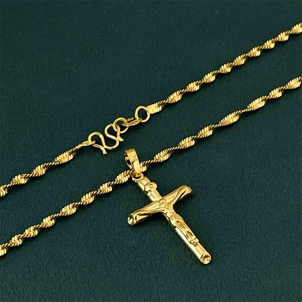 Golden-Tone Crucifix Cross Necklace