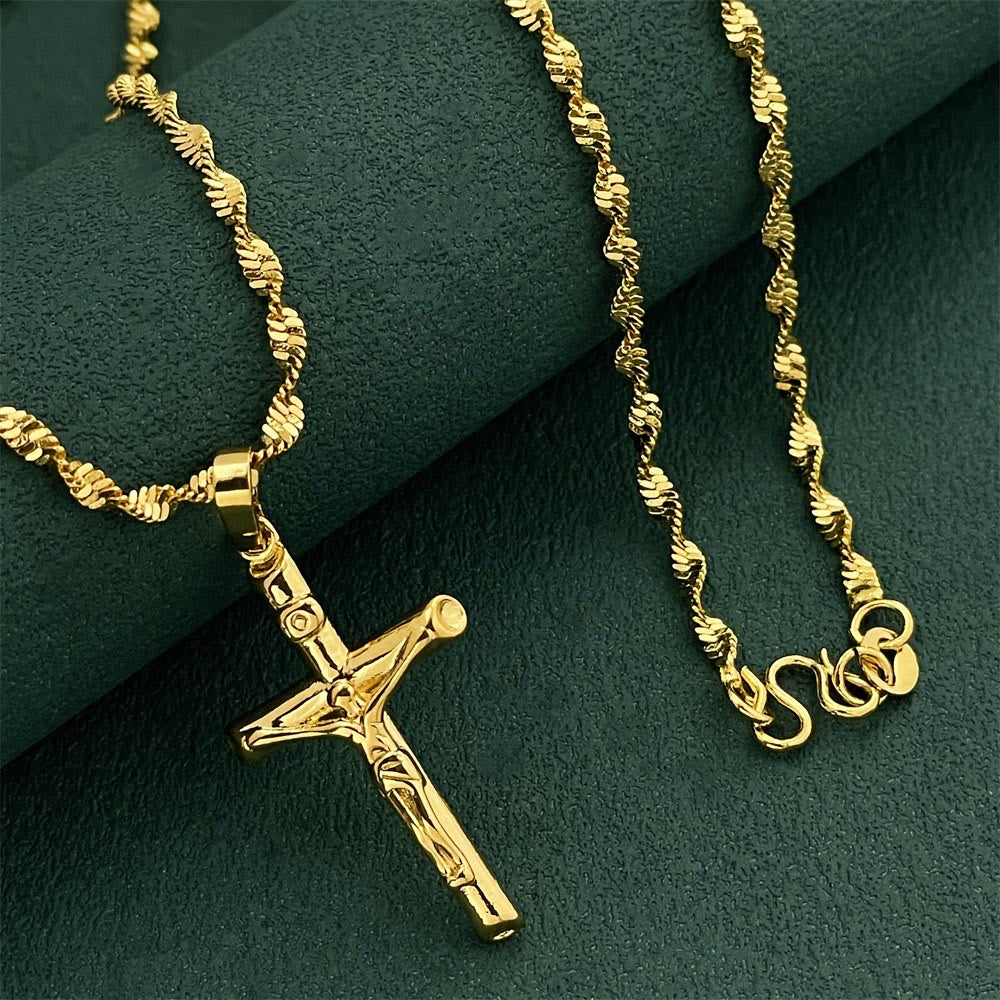 Golden-Tone Crucifix Cross Necklace