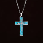 Turquoise Inlay Nail Cross Necklace