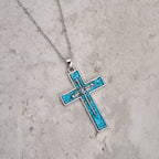 Turquoise Inlay Nail Cross Necklace