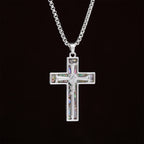 Abalone Shell Inlay Nail Cross Necklace