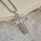 Abalone Shell Inlay Nail Cross Necklace