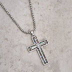 Abalone Shell Inlay Nail Cross Necklace