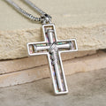 Abalone Shell Inlay Nail Cross Necklace