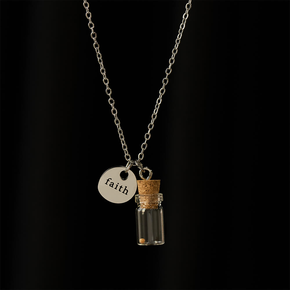 Mustard Seed Bottle Faith Tag Necklace
