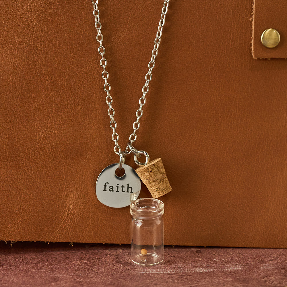 Mustard Seed Bottle Faith Tag Necklace