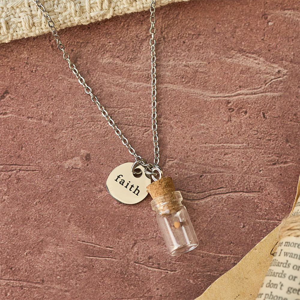 Mustard Seed Bottle Faith Tag Necklace