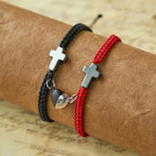 Magnetic Heart Cross Bracelet Set
