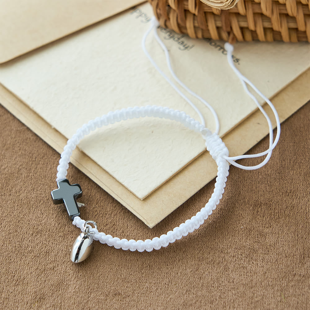 Magnetic Heart Cross Bracelet Set