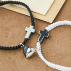 Magnetic Heart Cross Bracelet Set