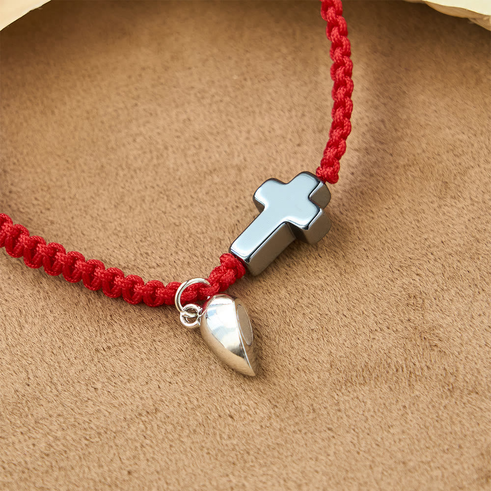 Magnetic Heart Cross Bracelet Set