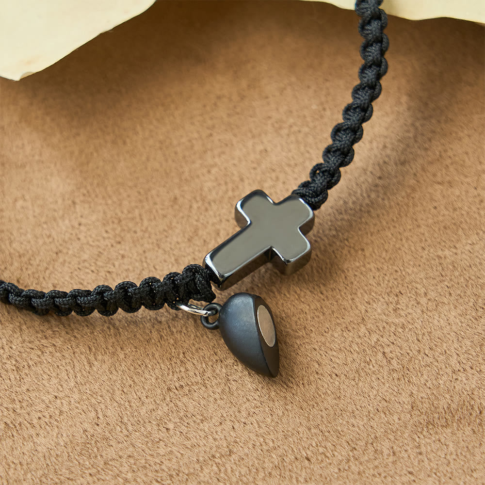 Magnetic Heart Cross Bracelet Set