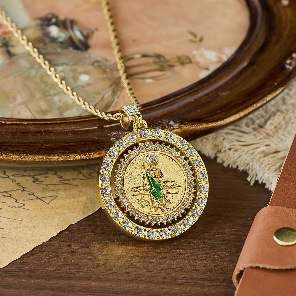 Rotating St. Jude Crystal Halo Necklace