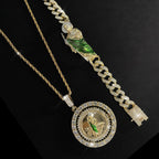 St. Jude with Green Robe Zircon Curb Bracelet