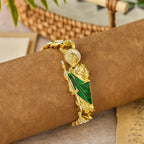 St. Jude with Green Robe Zircon Curb Bracelet