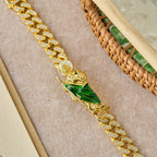 St. Jude with Green Robe Zircon Curb Bracelet
