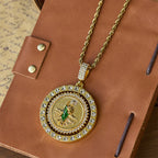 St. Jude with Green Robe Zircon Curb Bracelet