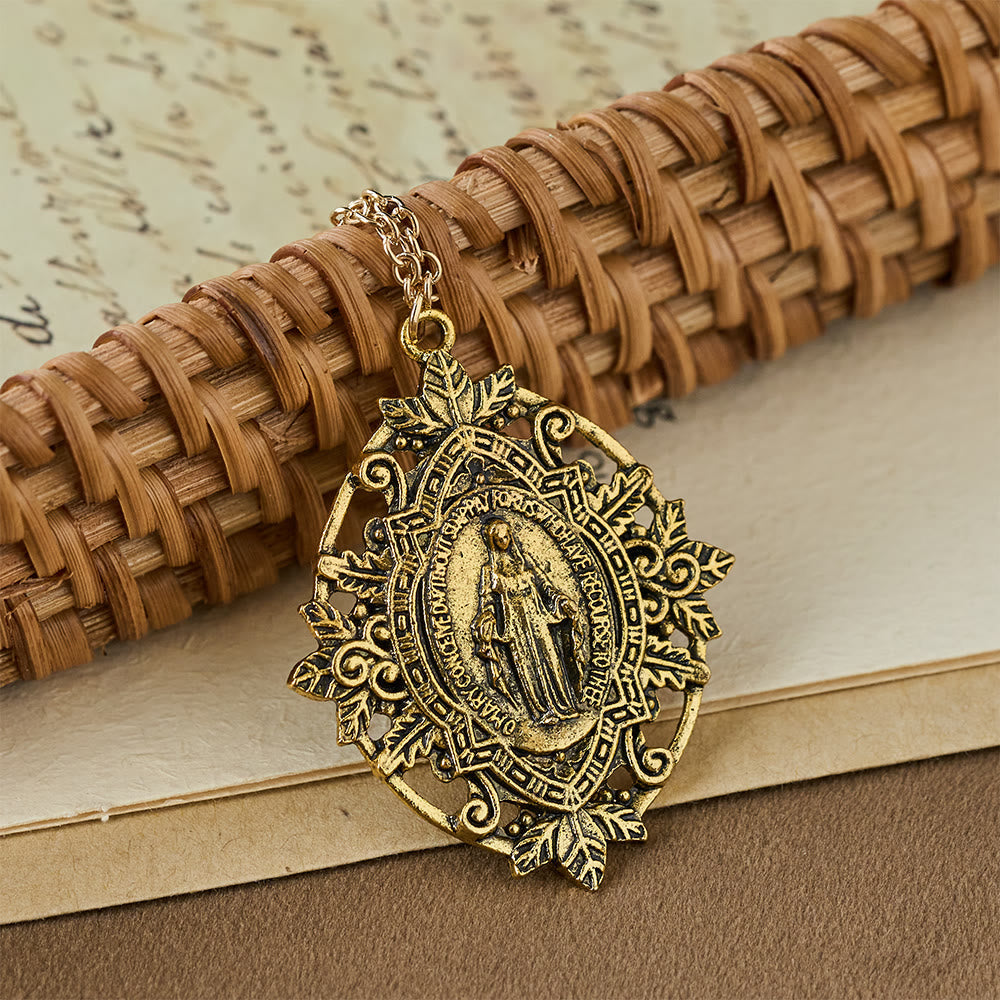 Filigree Our Lady Medallion Necklace