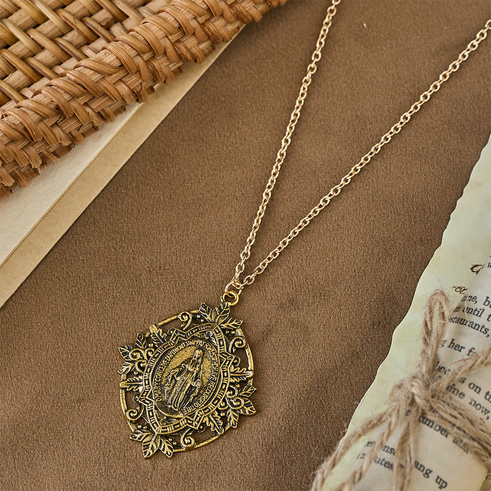 Filigree Our Lady Medallion Necklace