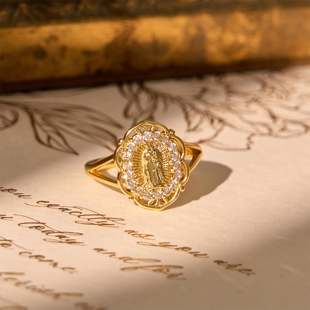 Ornate Golden Filigree Our Lady Ring