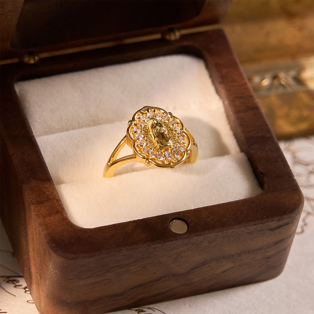 Ornate Golden Filigree Our Lady Ring