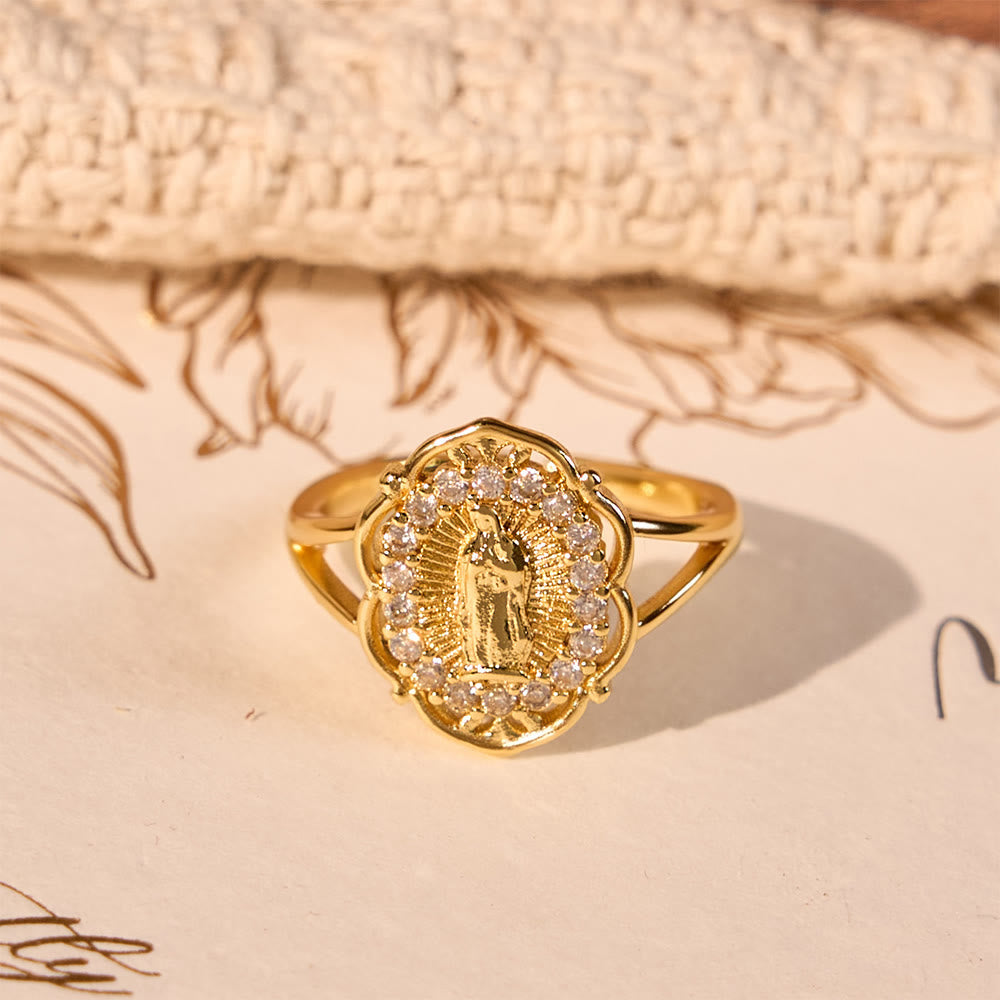 Ornate Golden Filigree Our Lady Ring