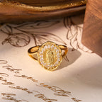 Ornate Golden Filigree Our Lady Ring