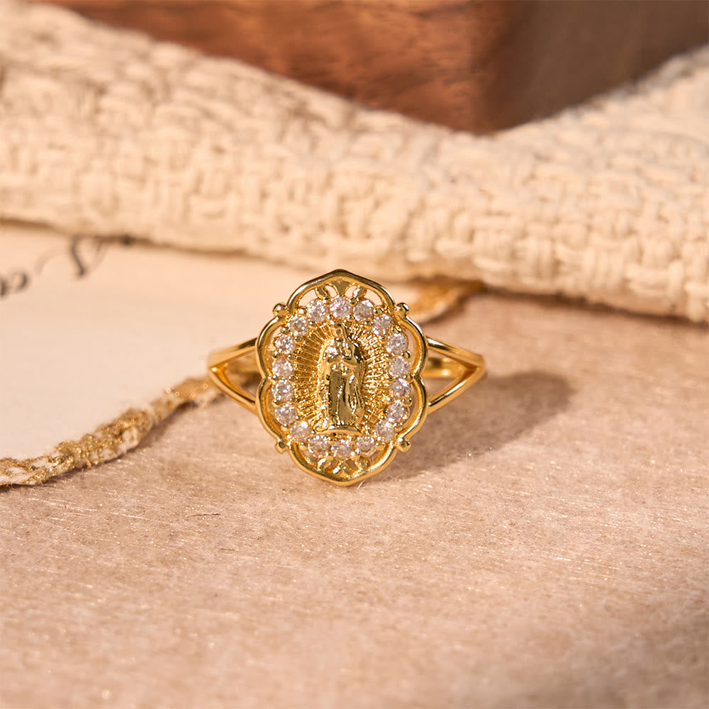 Ornate Golden Filigree Our Lady Ring