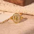 Ornate Golden Filigree Our Lady Ring