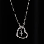 Intertwined Heart Cross Necklace with Card
