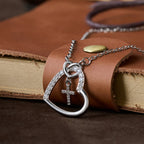 Intertwined Heart Cross Necklace with Card