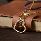 Intertwined Heart Cross Necklace with Card