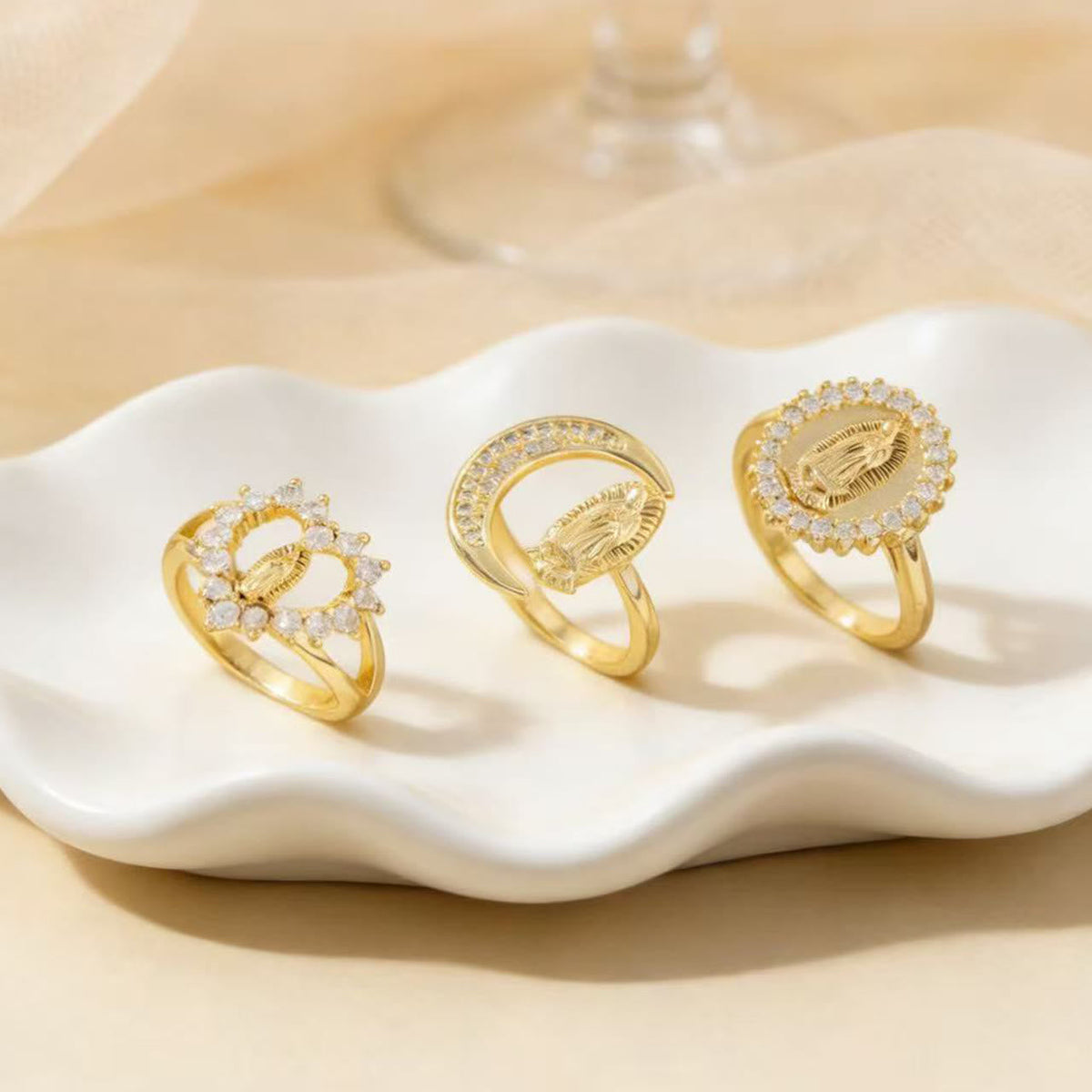 Heart/Moon/Oval Style Our Lady Ring