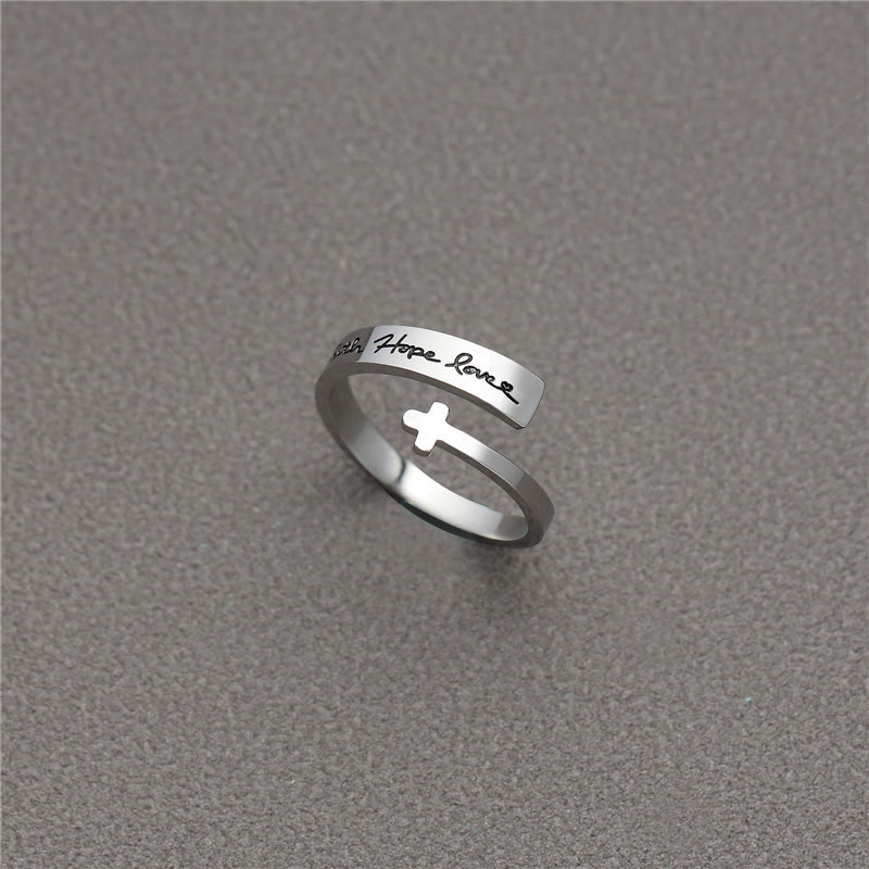 Faith Hope Love Cross Open Ring