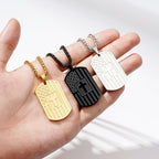 American Flag & Cross Double-Sided Scripture Necklace