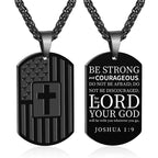 American Flag & Cross Double-Sided Scripture Necklace