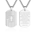 American Flag & Cross Double-Sided Scripture Necklace