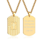 American Flag & Cross Double-Sided Scripture Necklace