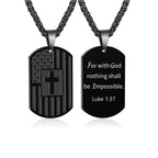American Flag & Cross Double-Sided Scripture Necklace