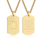 American Flag & Cross Double-Sided Scripture Necklace